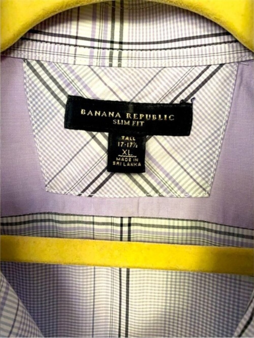 Banana Republic Dress Plaid Purple Shirt size Neck17.5 - Picture 4 of 11